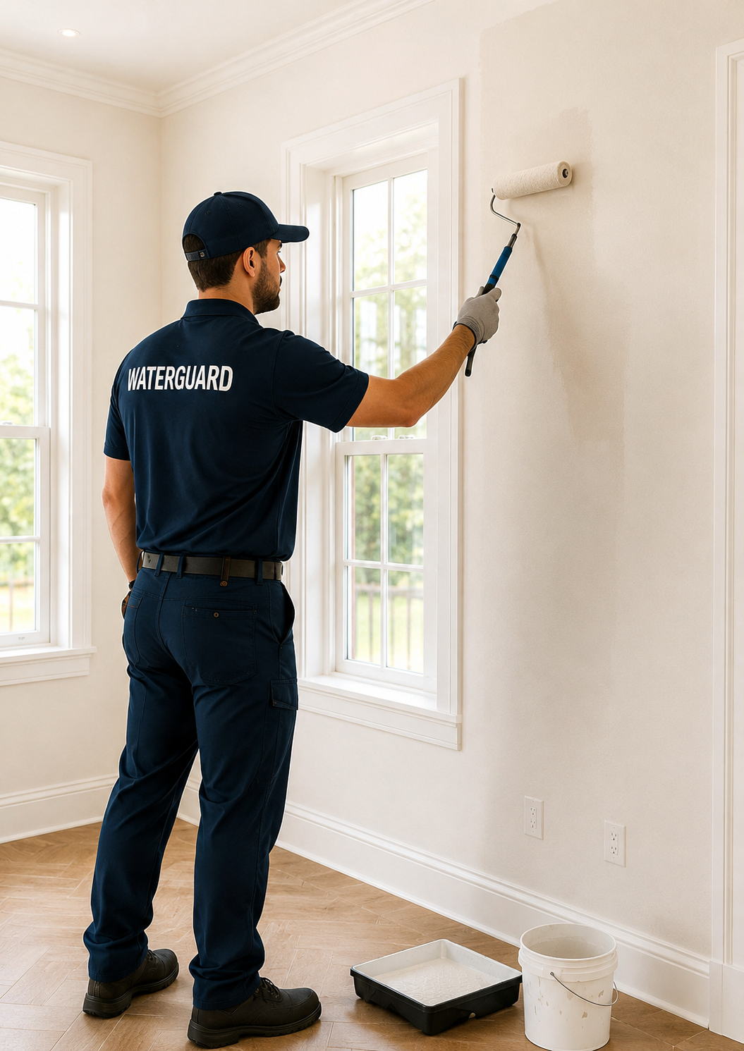 Completed reconstruction work after a water damage restoration project