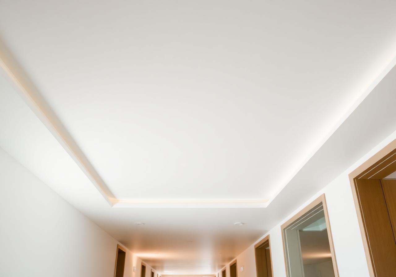 Ceiling restored and refinished after water damage repairs