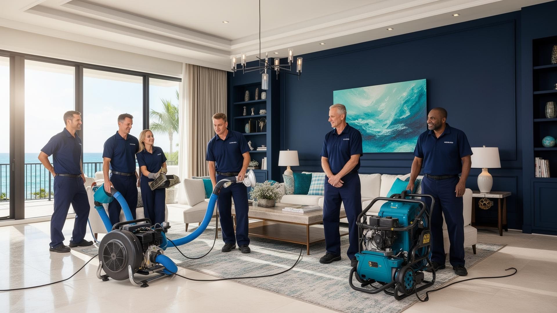 WaterGuard and Mold restoration team working in a South Florida home